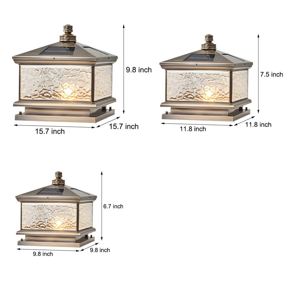 Retro Square Antique Brass Pier Mount Post Light