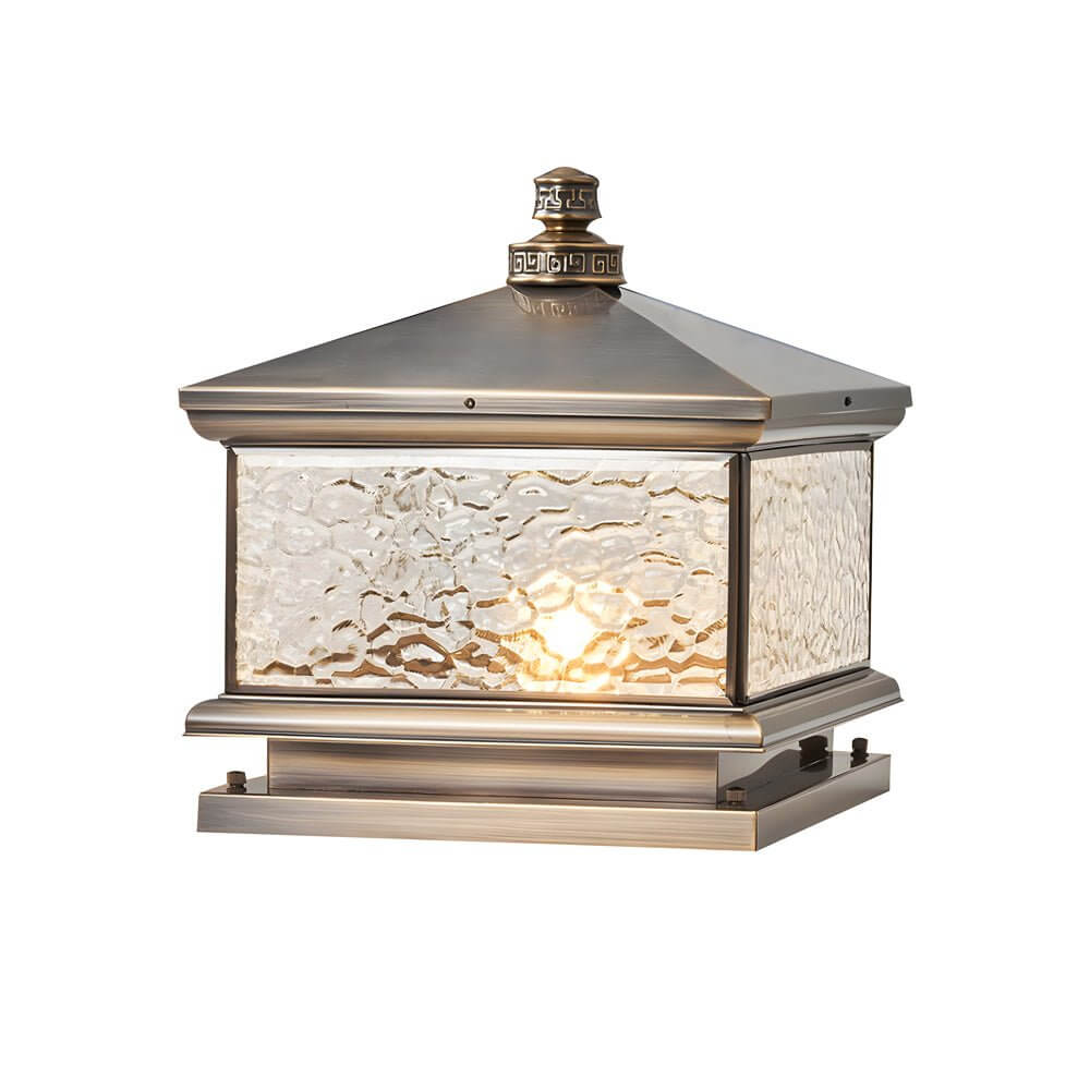 Retro Square Antique Brass Pier Mount Post Light