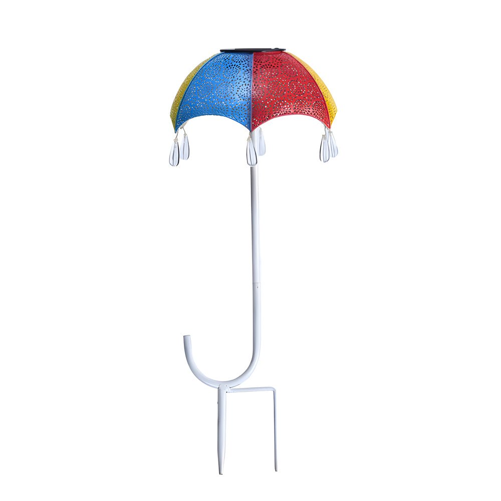 Retro Umbrella Solar Lights Colorful, Iron-Crafted Outdoor Pathway Lighting