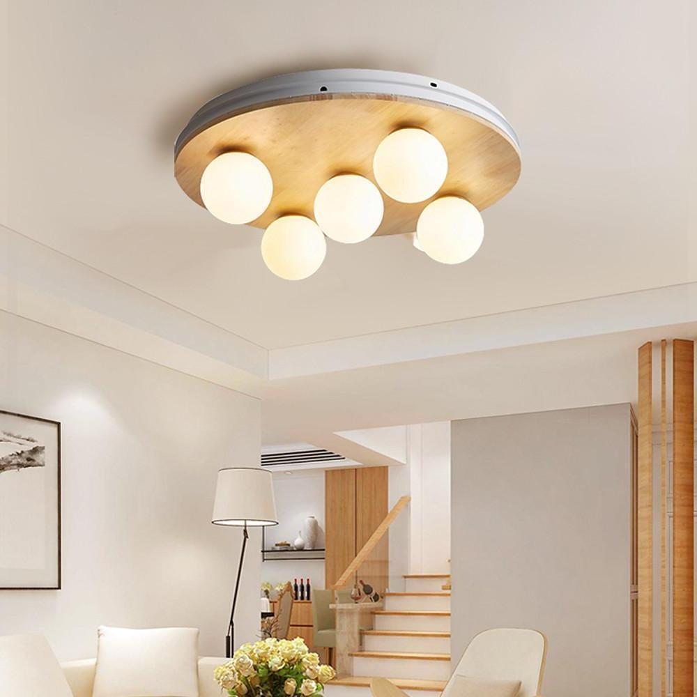 Nordic 5-Light Round Plane Bubble Flush Mount Ceiling Lighting