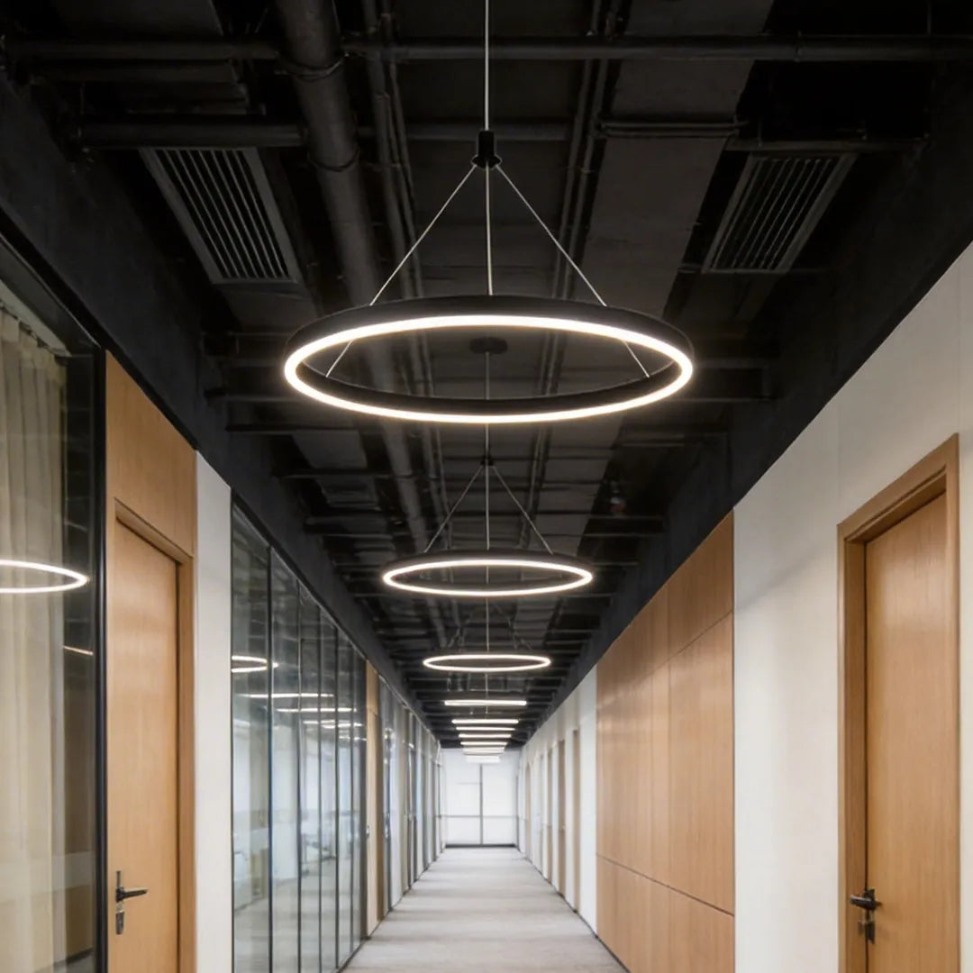 Corona 12''/16''/24'' Wide Circle LED Ringed Glow Modern Chandeliers Hanging Ring Pendant Light