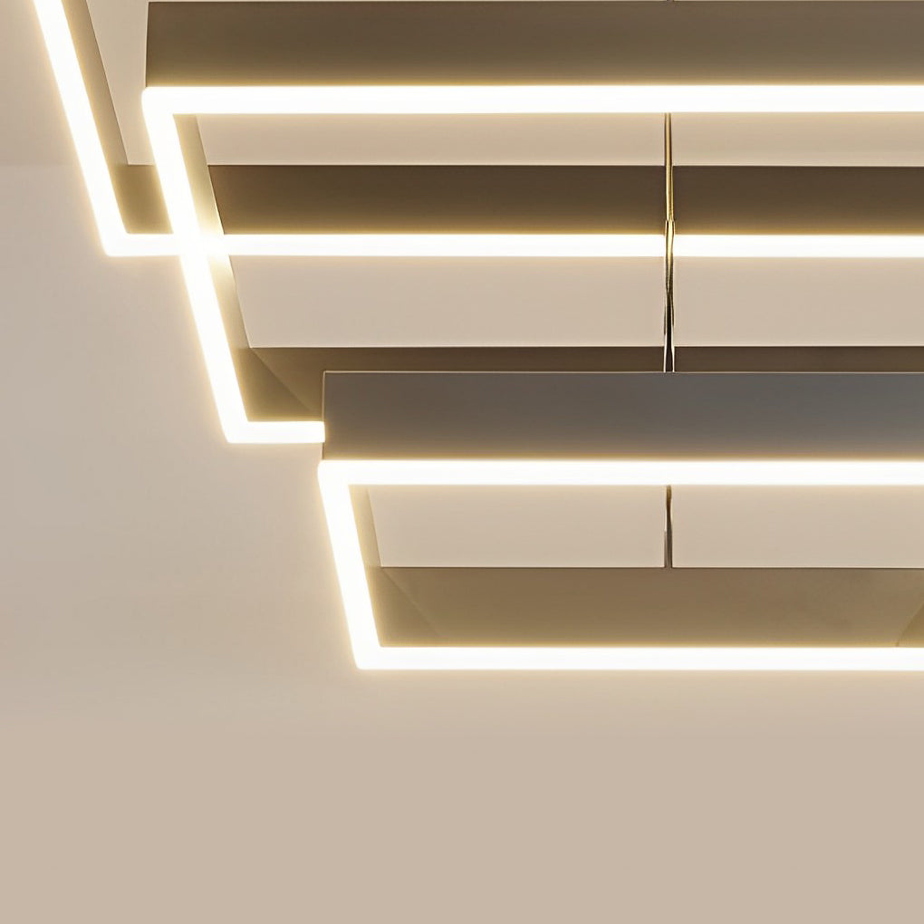 Ring Square Chandelier LED Black Modern Ceiling Light
