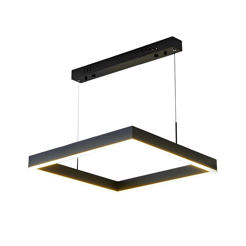 Ring Square Chandelier LED Black Modern Ceiling Light