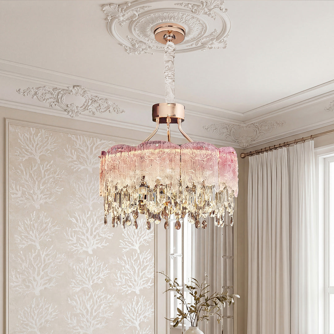 Glass Fringe Chandeliers French Luxury Crystal Ceiling Light
