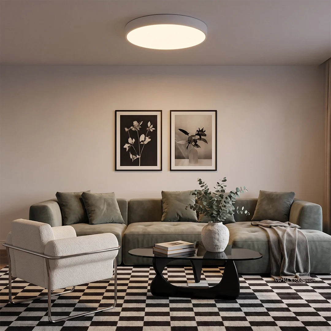 Sizable Flush Mount Ceiling Light Black with Light Source and Surface Color Customization