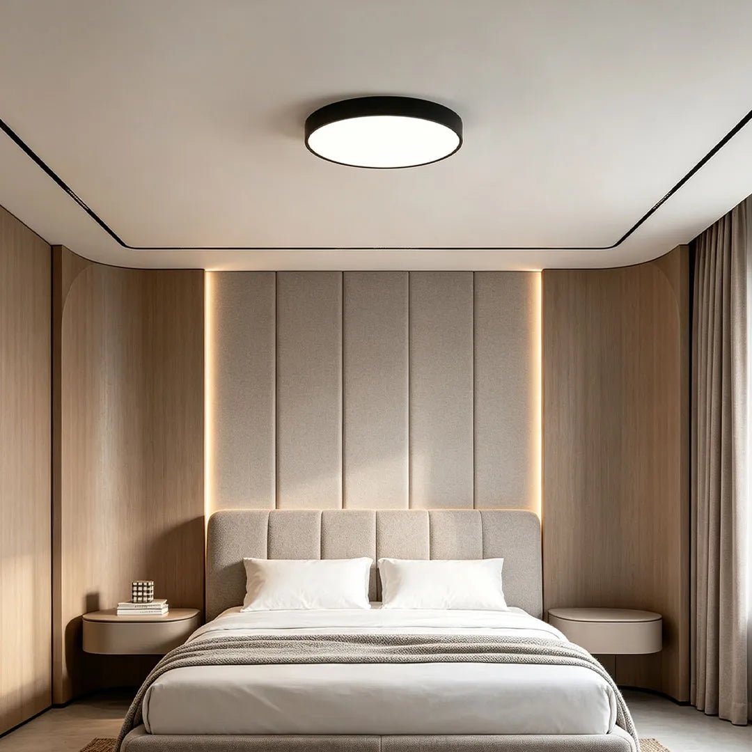 Sizable Flush Mount Ceiling Light Black with Light Source and Surface Color Customization