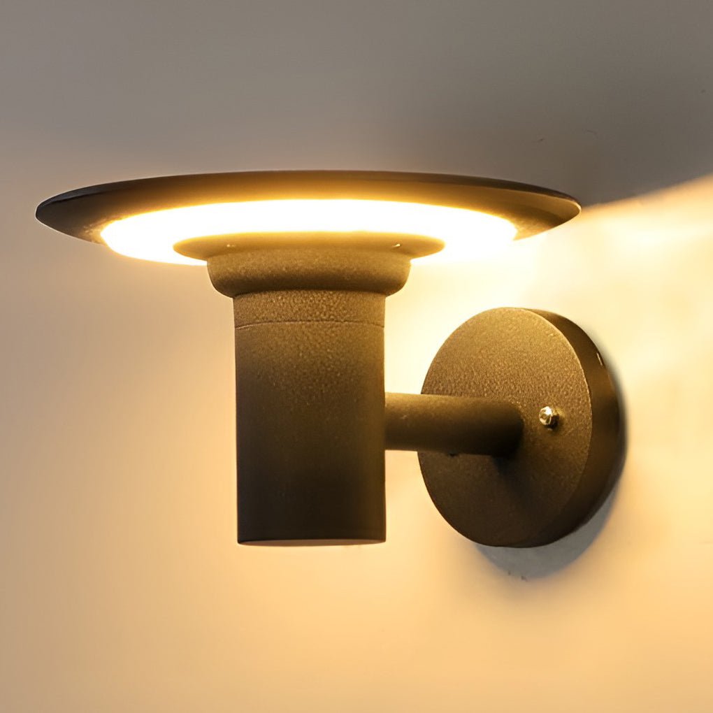 Round UFO-shaped LED Waterproof Solar Modern Outdoor Sconces Wall Lamp