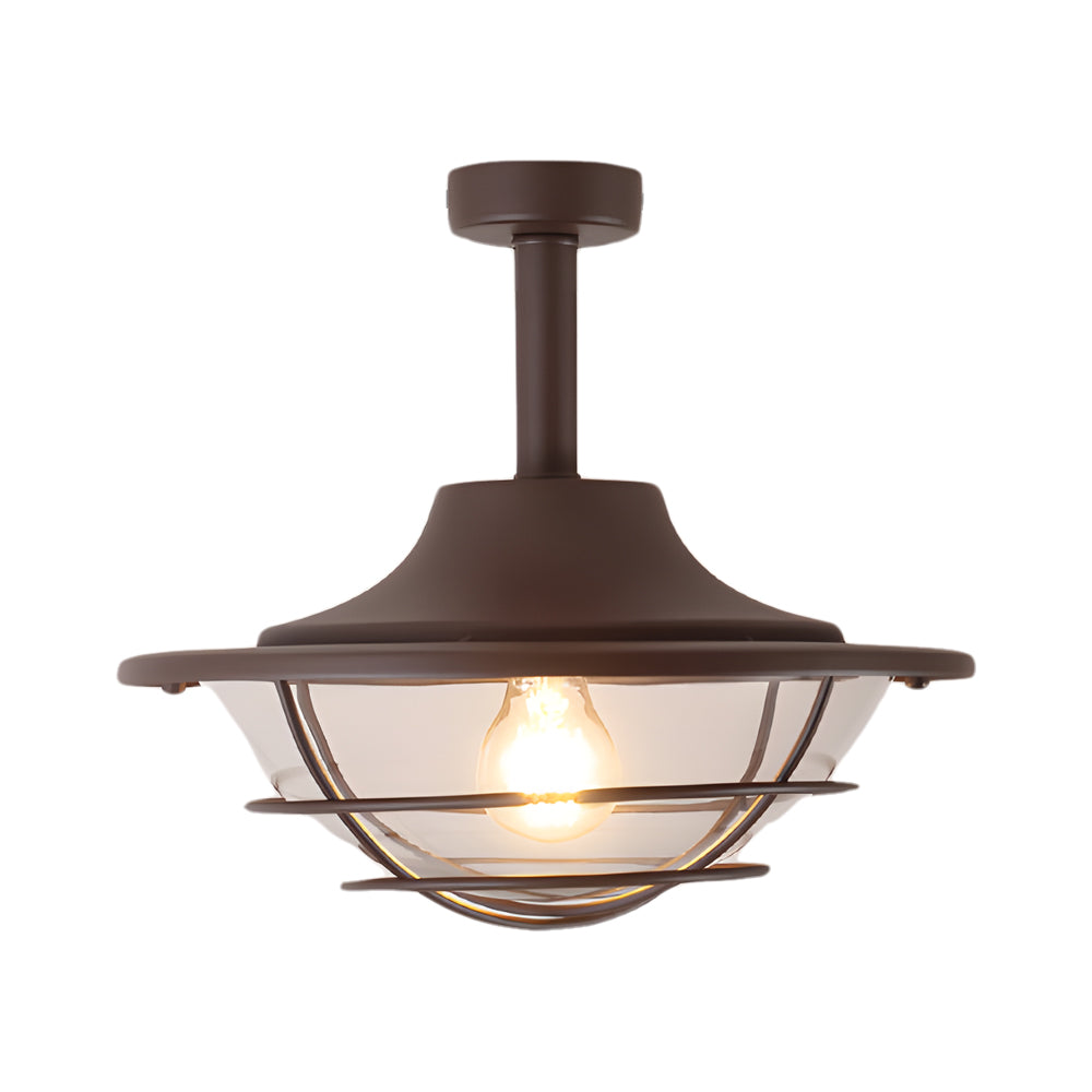 Balcony Coastal Semi Flush Mount Ceiling Light Wrought Iron Ceiling Lighting