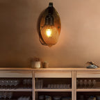Rustic Antique Wood Iron Hollow Mesh Black Industrial Style Wall Lamp