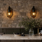 Rustic Antique Wood Iron Hollow Mesh Black Industrial Style Wall Lamp