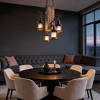 Rustic Wood Chandelier Classic Country Style 4-Light Lantern Lamp