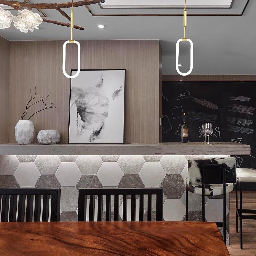 Rounded Rectangular Copper LED Nordic Pendant Light