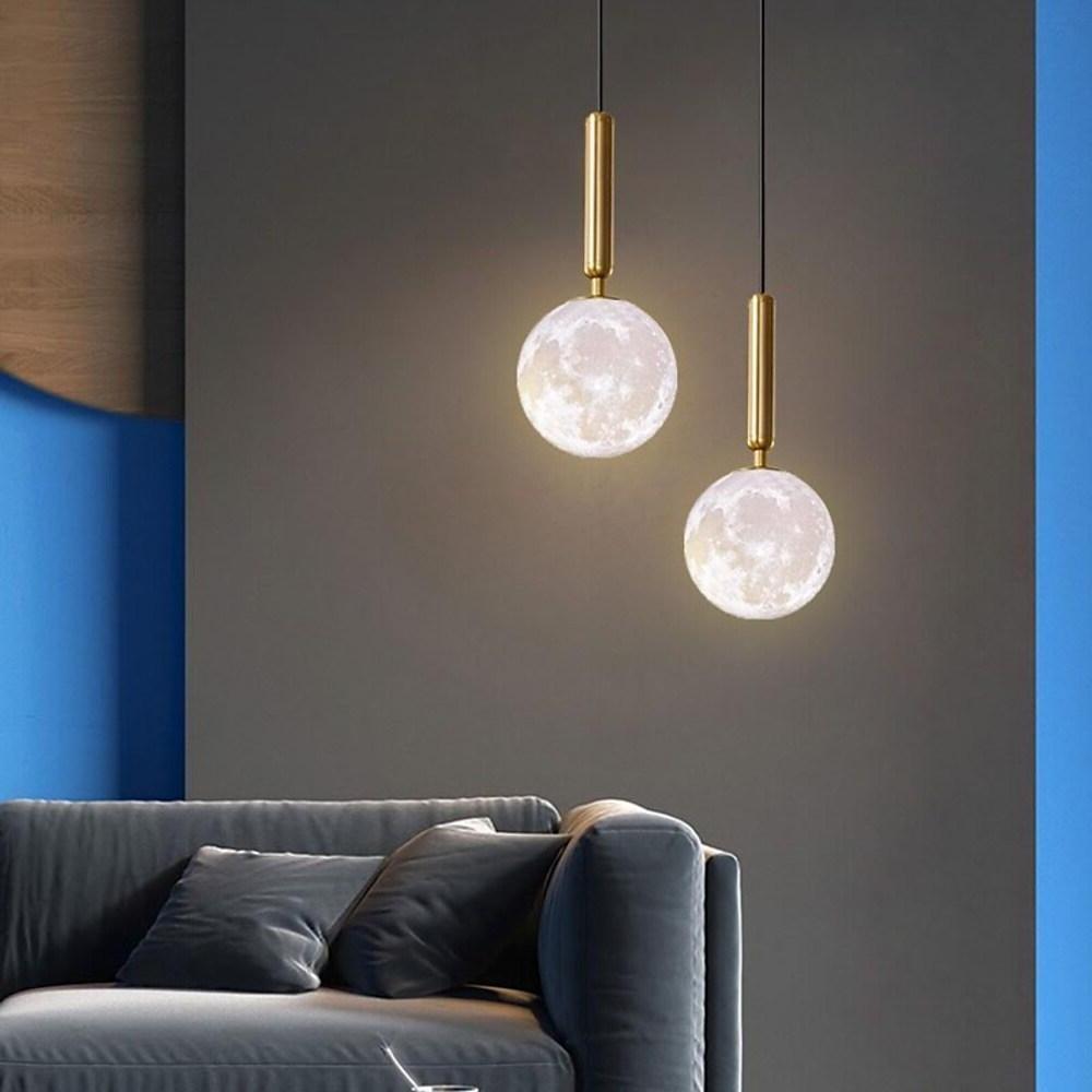 Modern Moon Globe Pendant Light Metal Acrylic Ceiling Lights