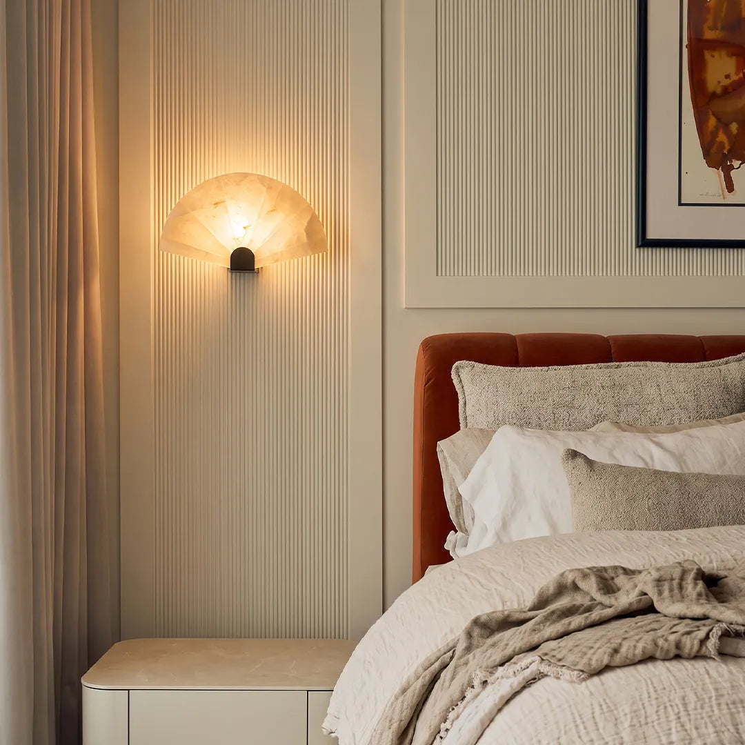 Scalloped Wall Sconce Vintage Marble Creative Bedside Lamp