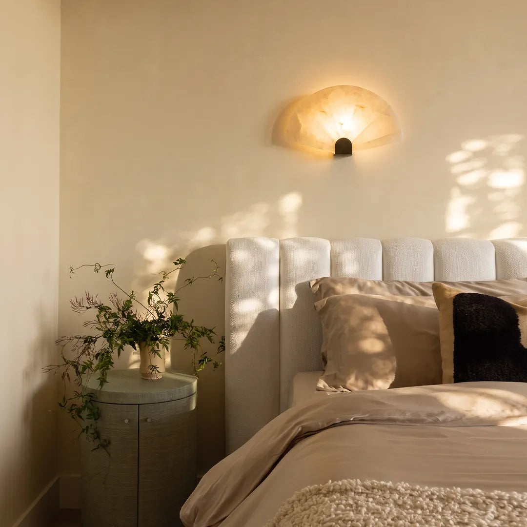 Scalloped Wall Sconce Vintage Marble Creative Bedside Lamp