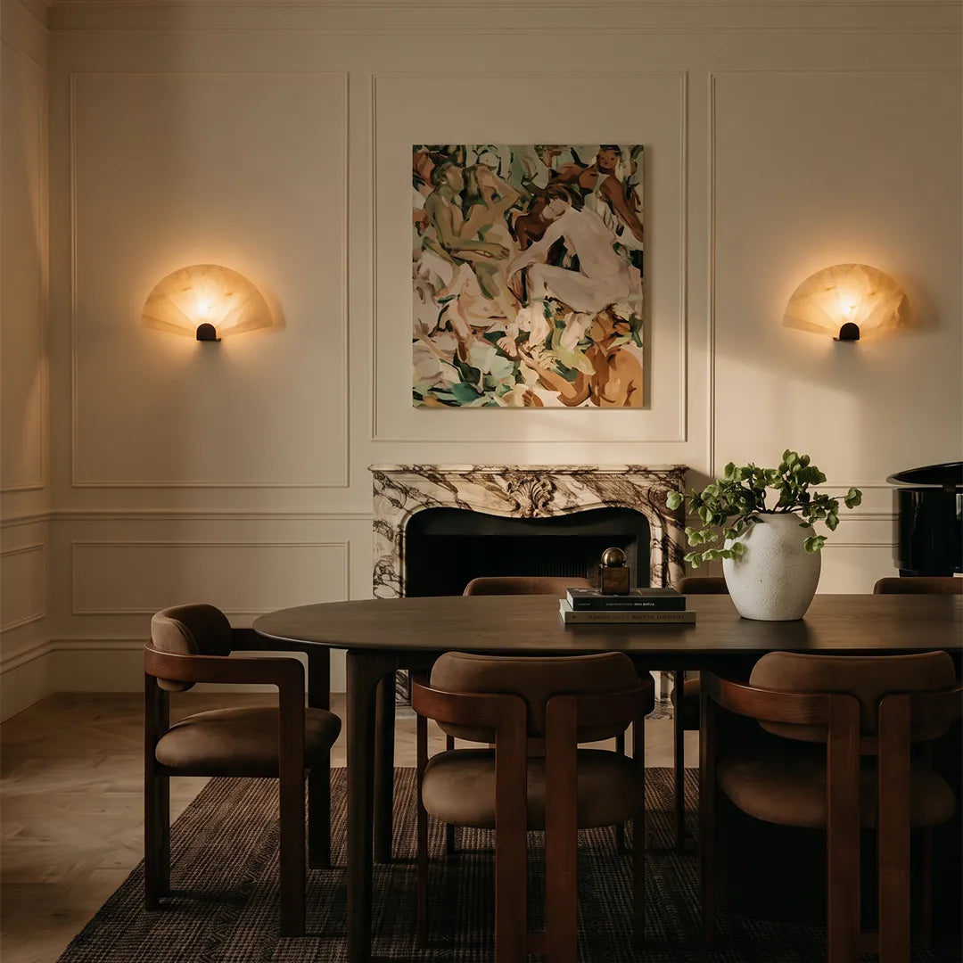Scalloped Wall Sconce Vintage Marble Creative Bedside Lamp