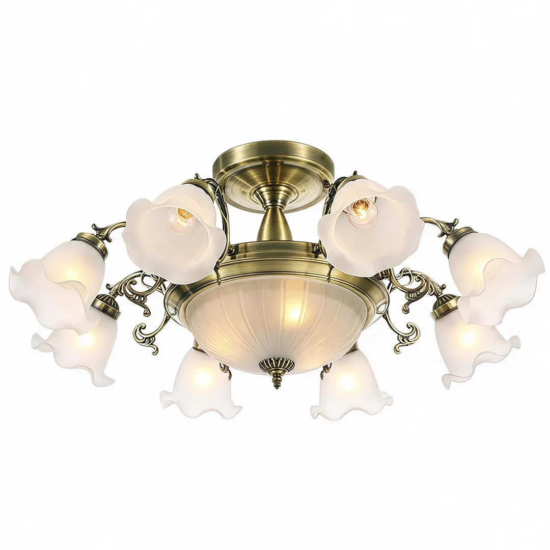 8-light Electroplated Glass Flower Shaped LED Traditional Chandeliers