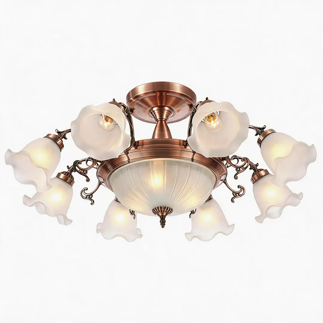 8-light Electroplated Glass Flower Shaped LED Traditional Chandeliers