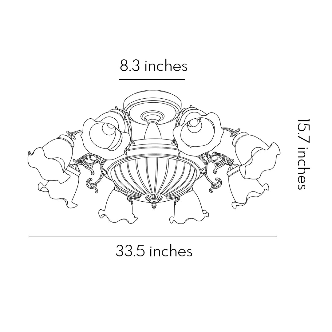 8-light Electroplated Glass Flower Shaped LED Traditional Chandeliers