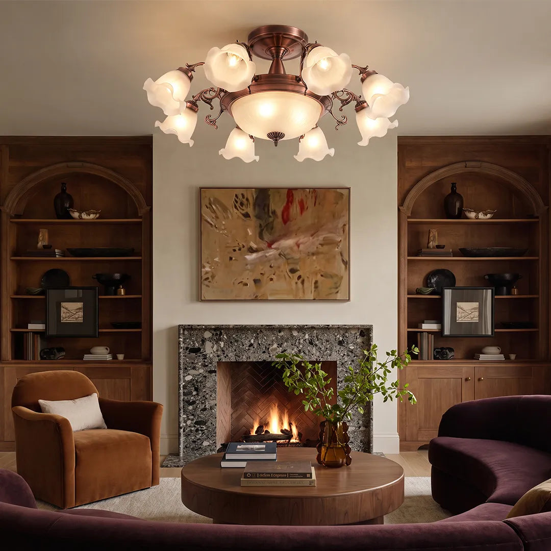 8-light Electroplated Glass Flower Shaped LED Traditional Chandeliers