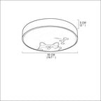 Circular Dog Image Flush Mount Drum Light LED Metal Bedroom Ceiling Light for Baby Kids