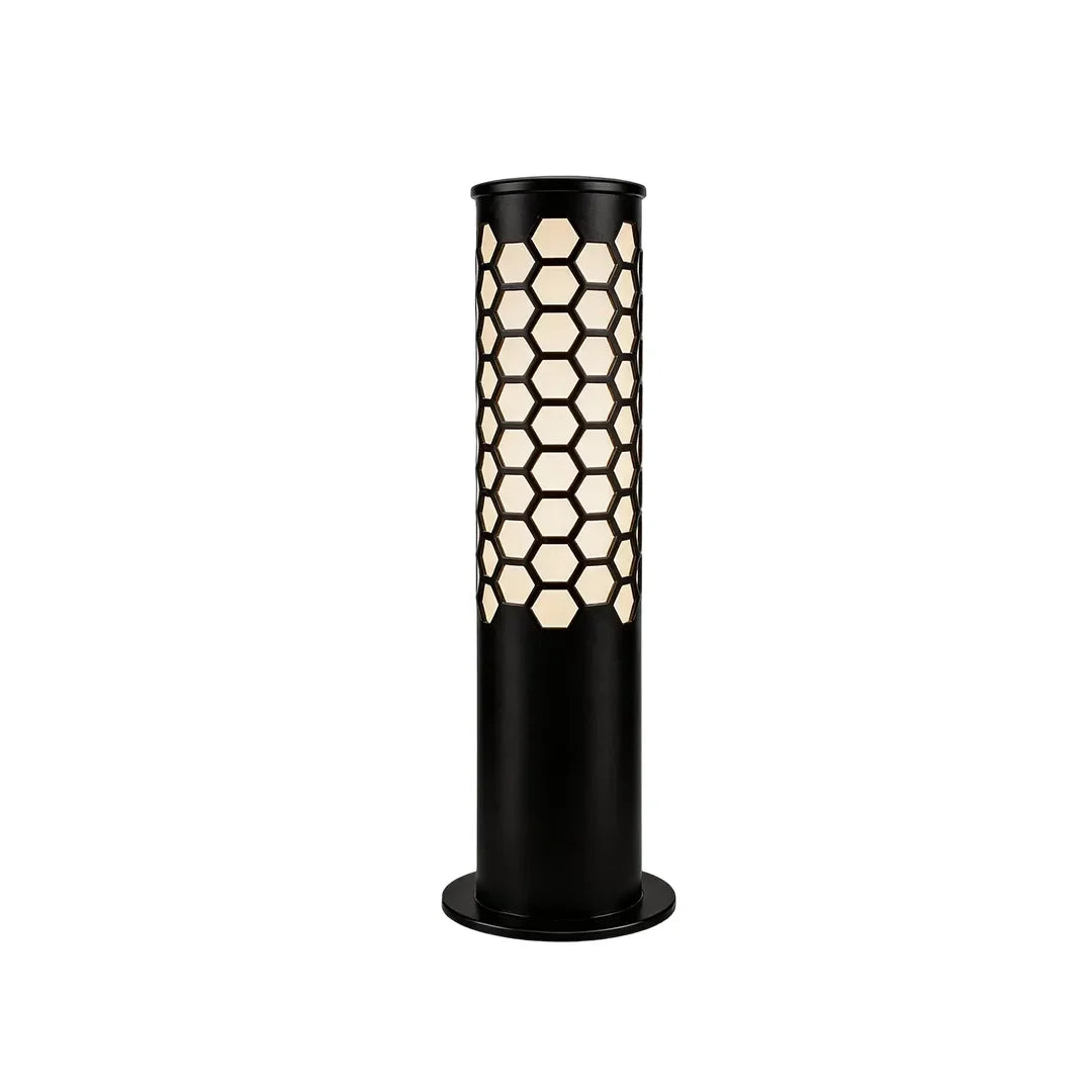 Solar Powered LED Bollard Lights Modern Honeycomb Outdoor Light
