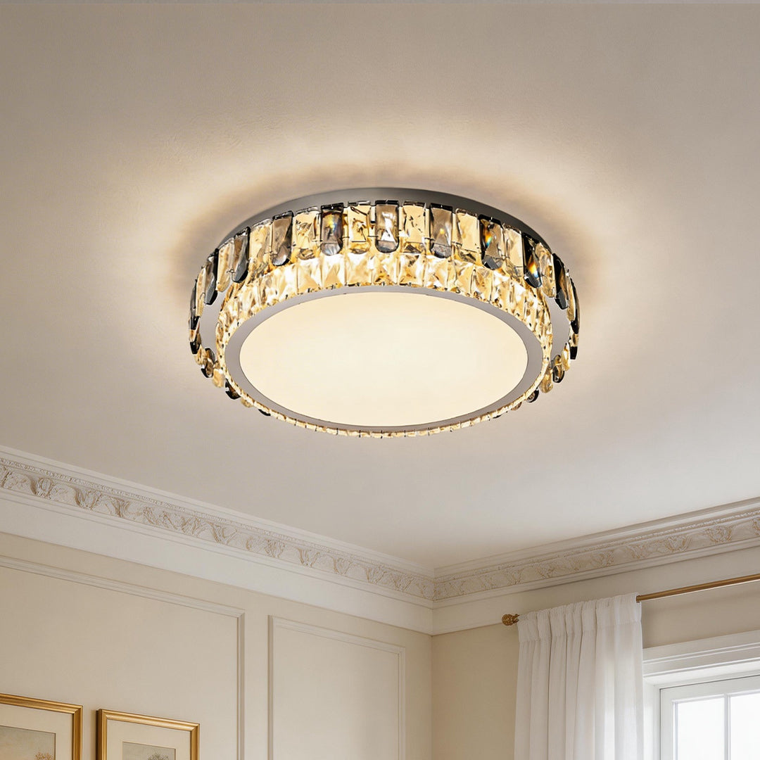 Flush Mounting LED Lights Luxury Metal Crystal Lamp