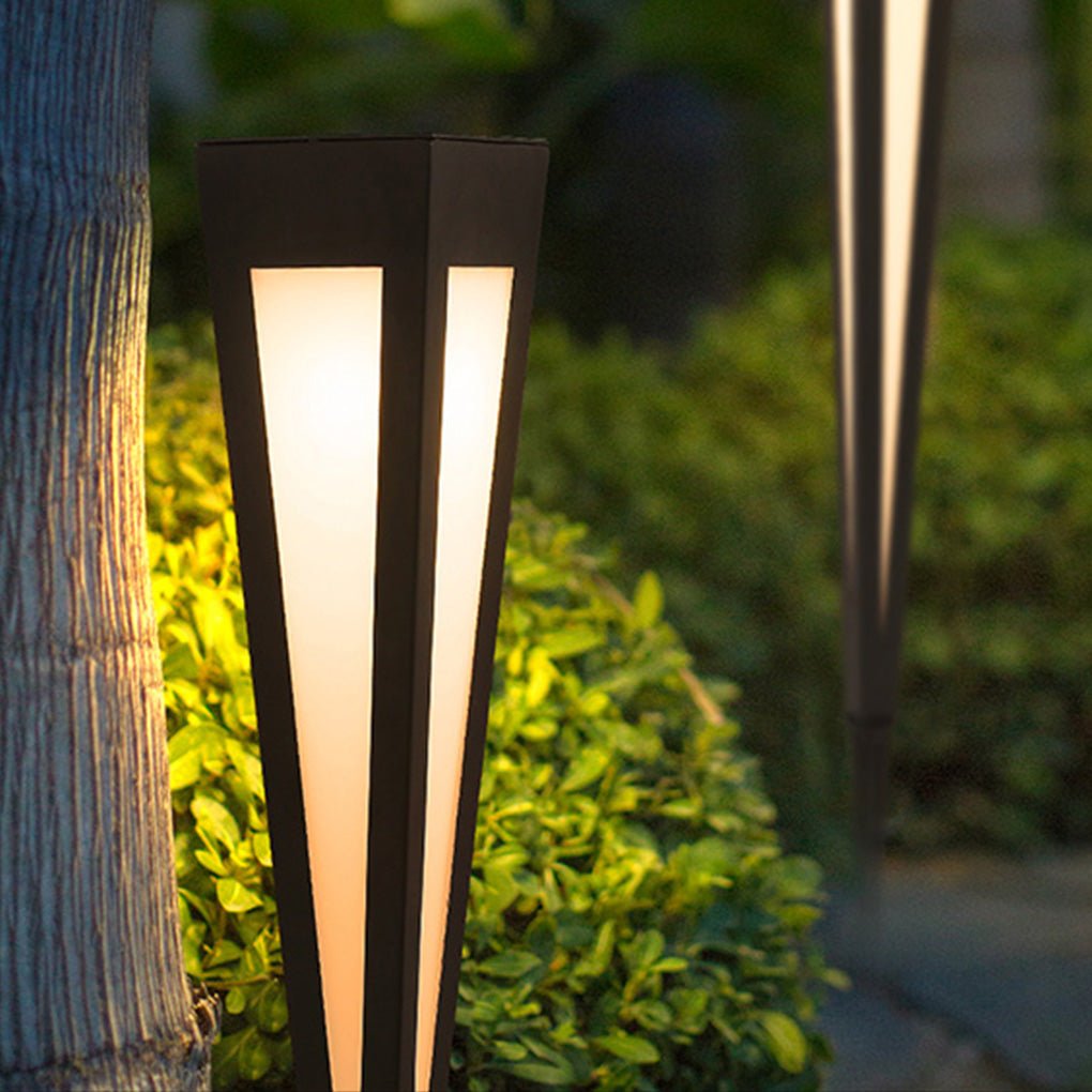 Adjustable RGB Solar LED Pathway Light Square Top & Conical Base Outdoor Lawn Lighting