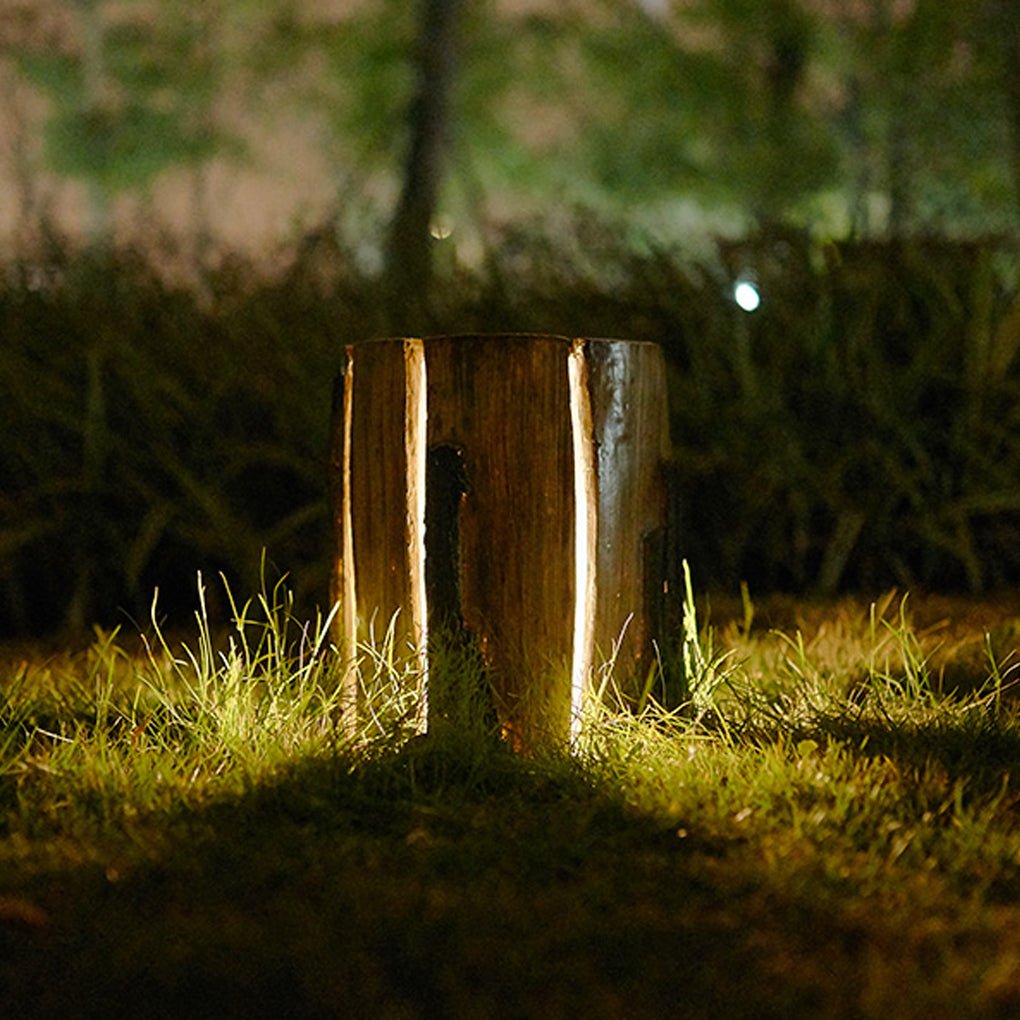 Realistic Tree Stump LED Outdoor Garden Lights - Cylindrical, Textured Design