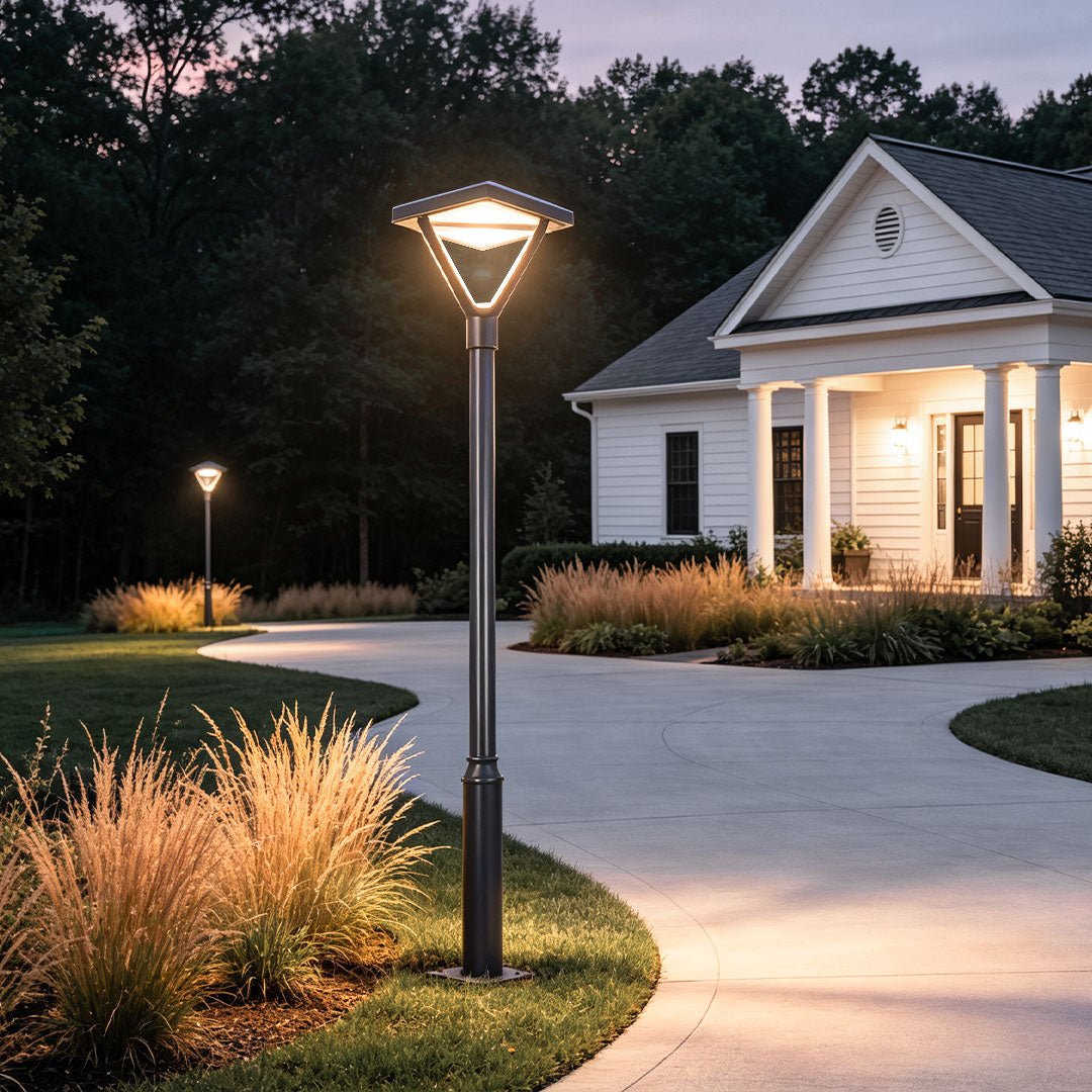 Garden Street Light Modern Black LED Solar Pole Light