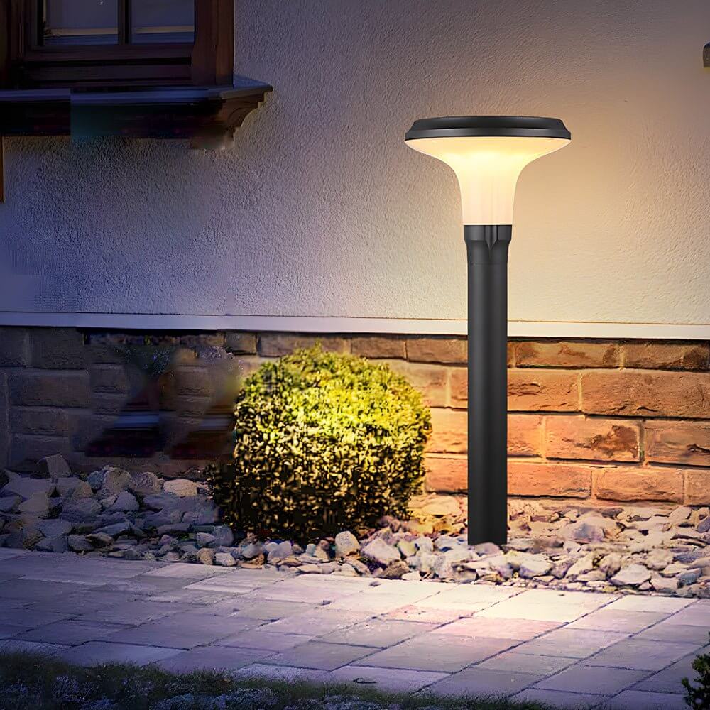 Sleek Black Solar LED Lawn Light Contemporary Outdoor Path Lighting