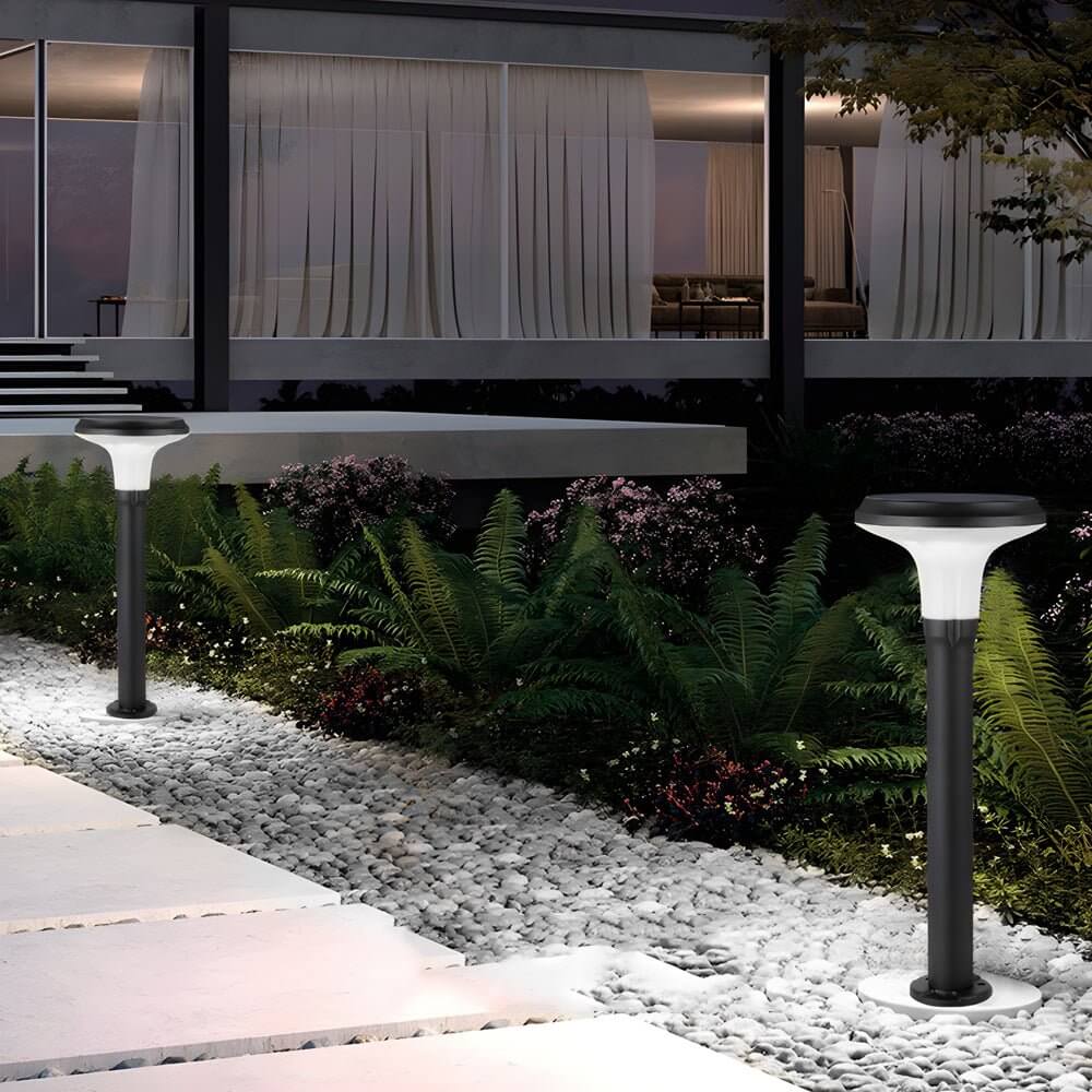 Sleek Black Solar LED Lawn Light Contemporary Outdoor Path Lighting