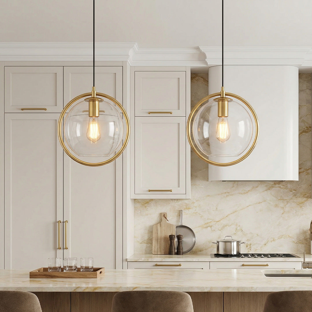 Mini Gold Pendant Light Nordic Metal Round Glass Ceiling Light