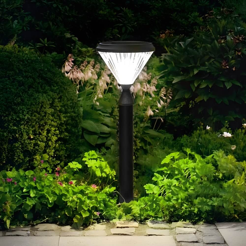 Sleek Solar LED Outdoor Landscape Post Pole Lights - Black Tapered Top