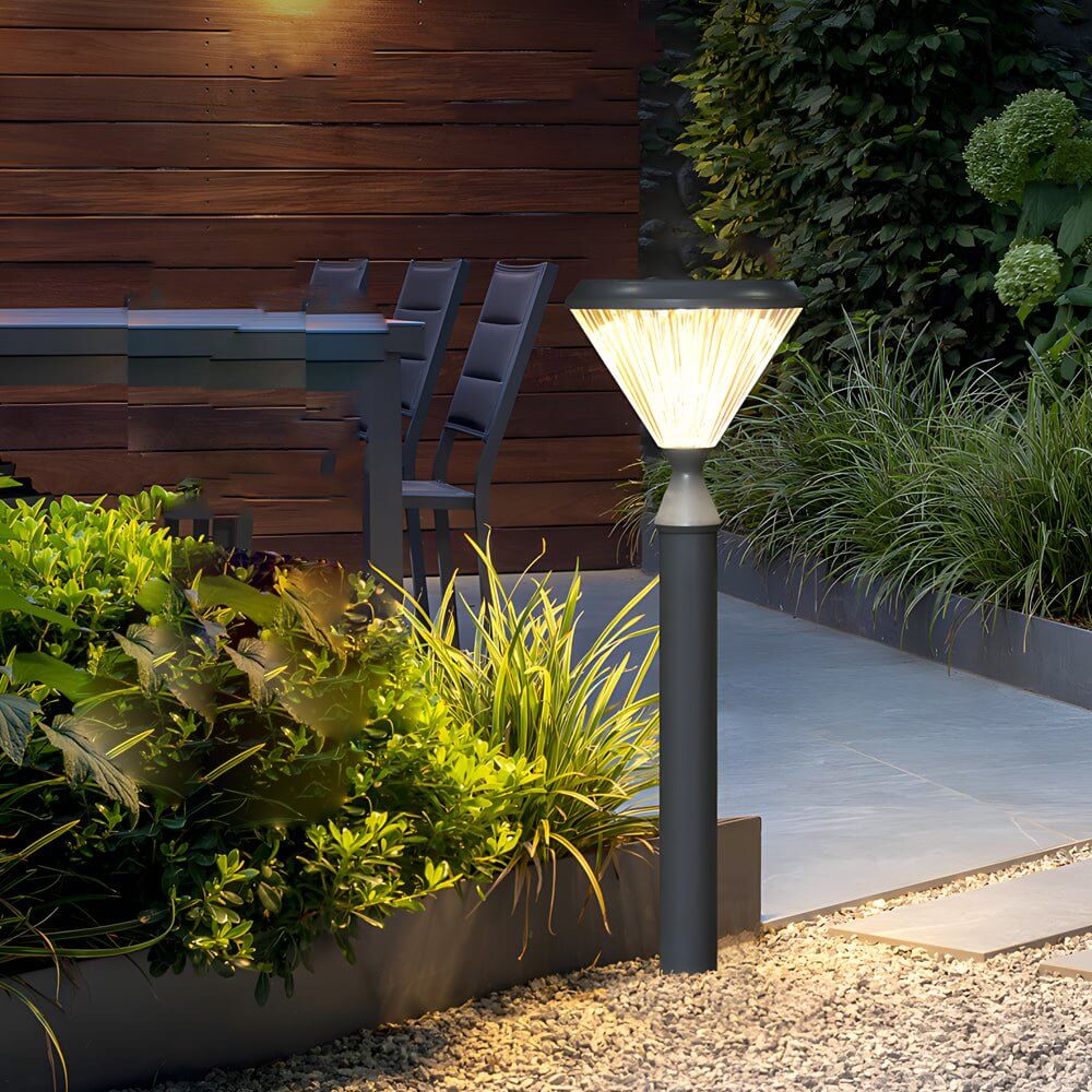 Sleek Solar LED Outdoor Landscape Post Pole Lights - Black Tapered Top