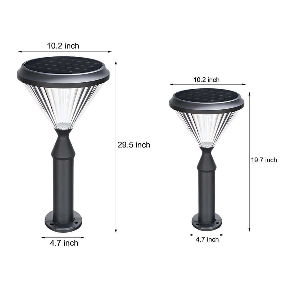 Sleek Solar LED Outdoor Landscape Post Pole Lights - Black Tapered Top