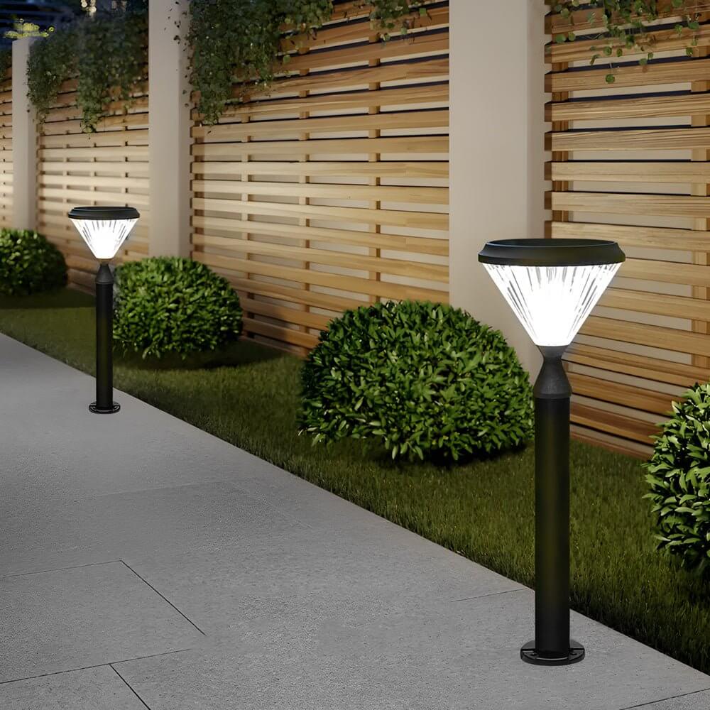 Sleek Solar LED Outdoor Landscape Post Pole Lights - Black Tapered Top