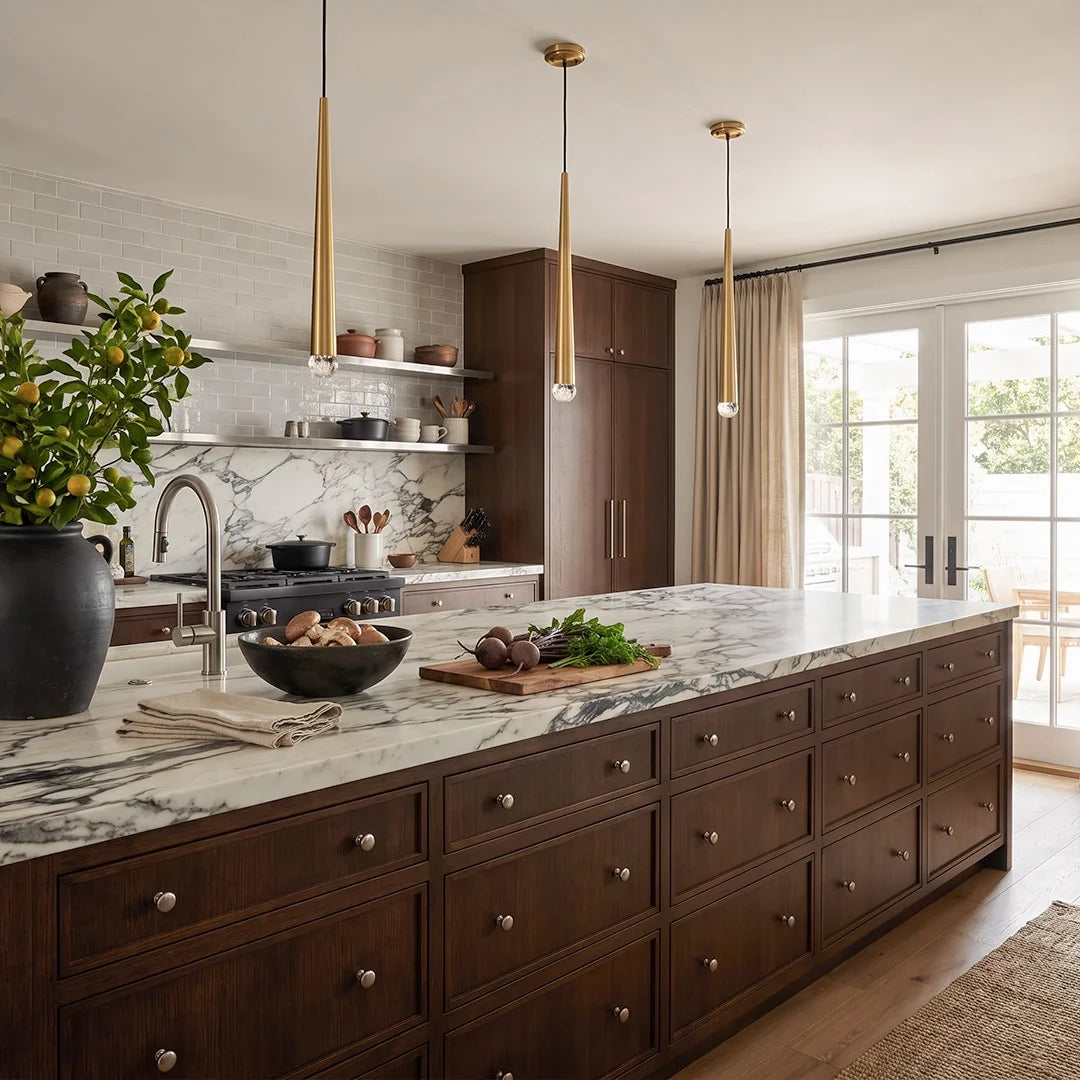 Elongated Cylinder Island Kitchen Pendant Lighting Metal Acrylic Pendant Lighting