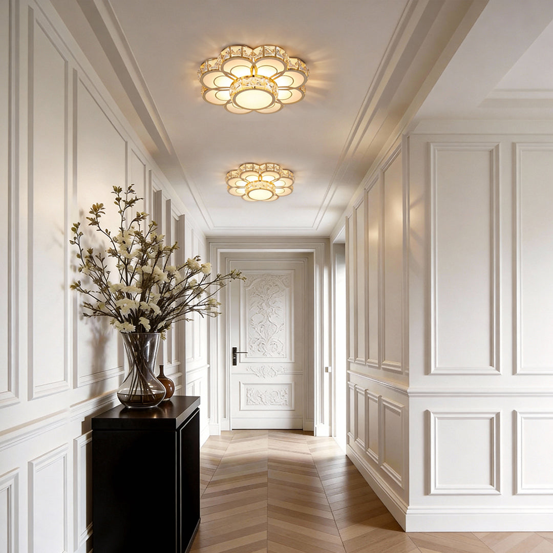 Small Crystal Flush Mount Ceiling Light Minimalist LED Light