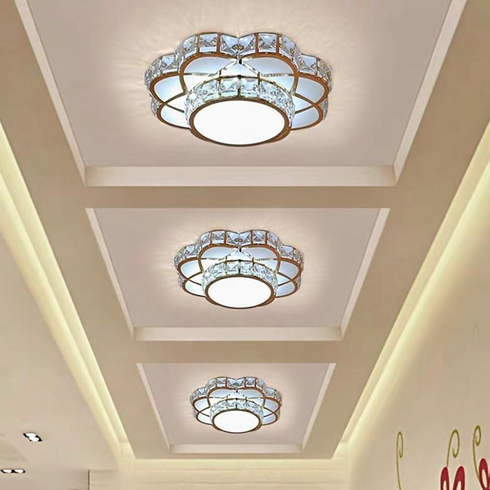 Small Crystal Flush Mount Ceiling Light Minimalist LED Light