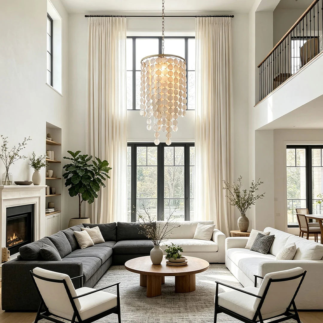 Small Staircase Chandelier American Country Shell Ceiling Light