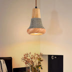 Wood Pendant Lighting Wabi-Sabi Retro Cement Ceiling Light