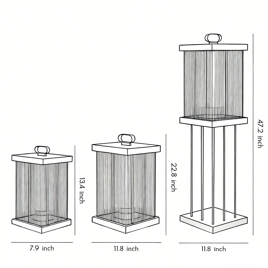 Solar Lanterns for Garden Square Ripple Waterproof Black Light