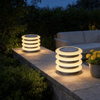 Solar Garden Pillar Lights Modern Round Outdoor Waterproof Light
