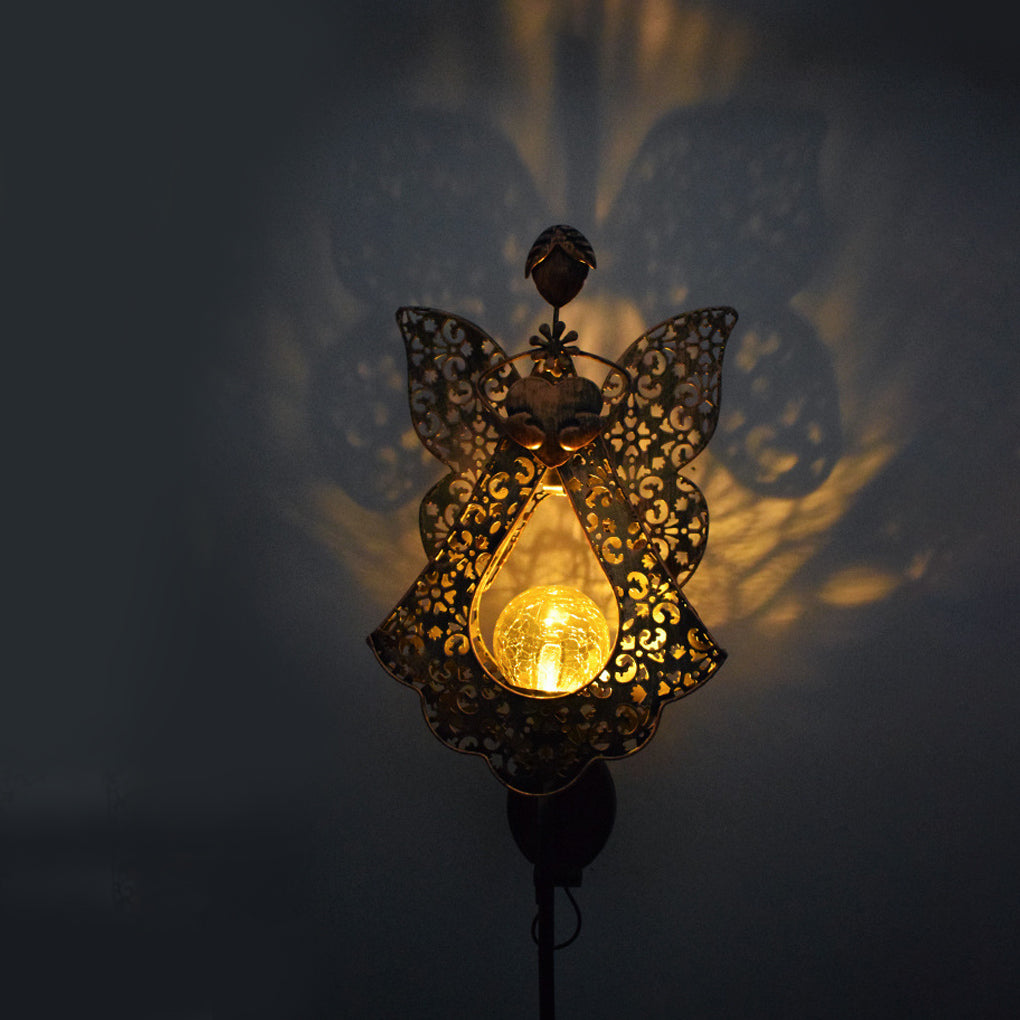 Mystical Moon & Sun Flame Iron Hollow Projector Solar Garden Light
