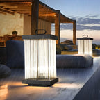 Solar Lanterns for Garden Square Ripple Waterproof Black Light