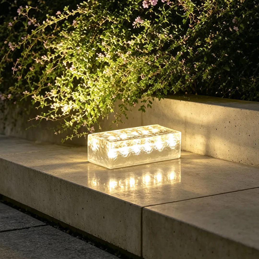 2Pcs Solar LED 10 Hours Max Brick Lights for Modern Outdoor Step Deck Ambiance - Rectangular