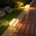 2Pcs Solar LED 10 Hours Max Brick Lights for Modern Outdoor Step Deck Ambiance - Rectangular