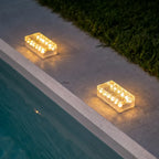 2Pcs Solar LED 10 Hours Max Brick Lights for Modern Outdoor Step Deck Ambiance - Rectangular