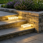 2Pcs Solar LED 10 Hours Max Brick Lights for Modern Outdoor Step Deck Ambiance - Rectangular